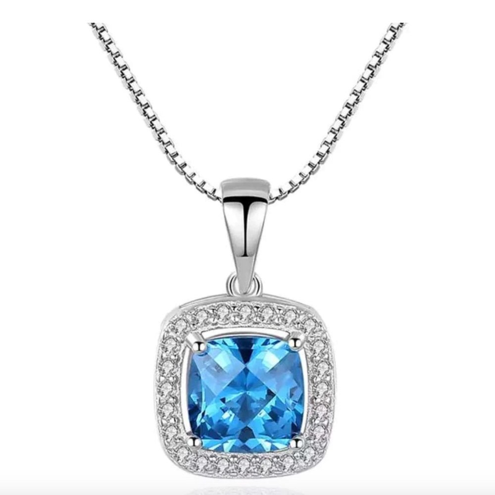 NIB The Jewelry Box Sterling Silver & Blue Topaz Necklace & Earrings Jewelry Set - Picture 7 of 11
